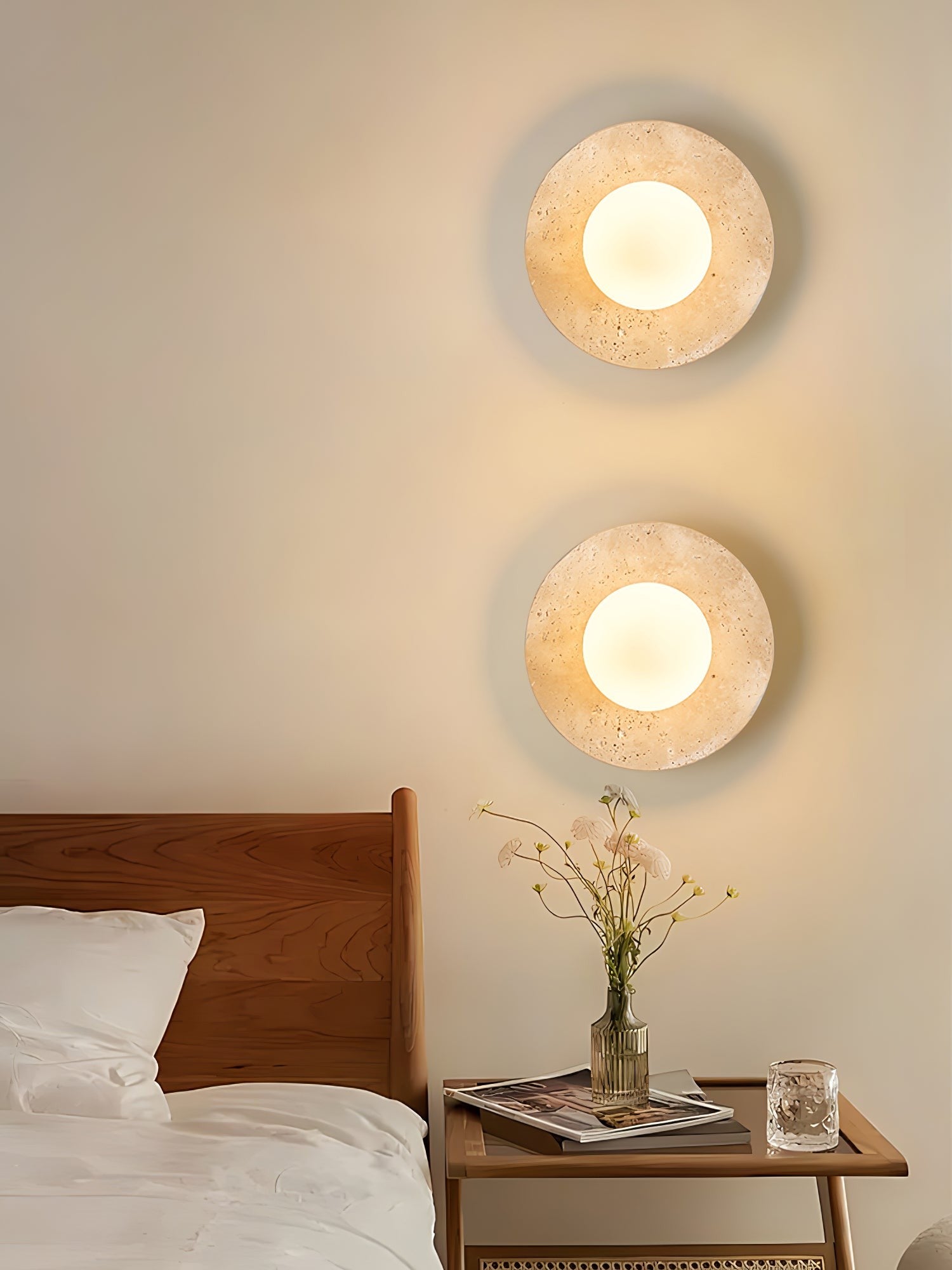 Selvara Travertine Globe Wall Sconce