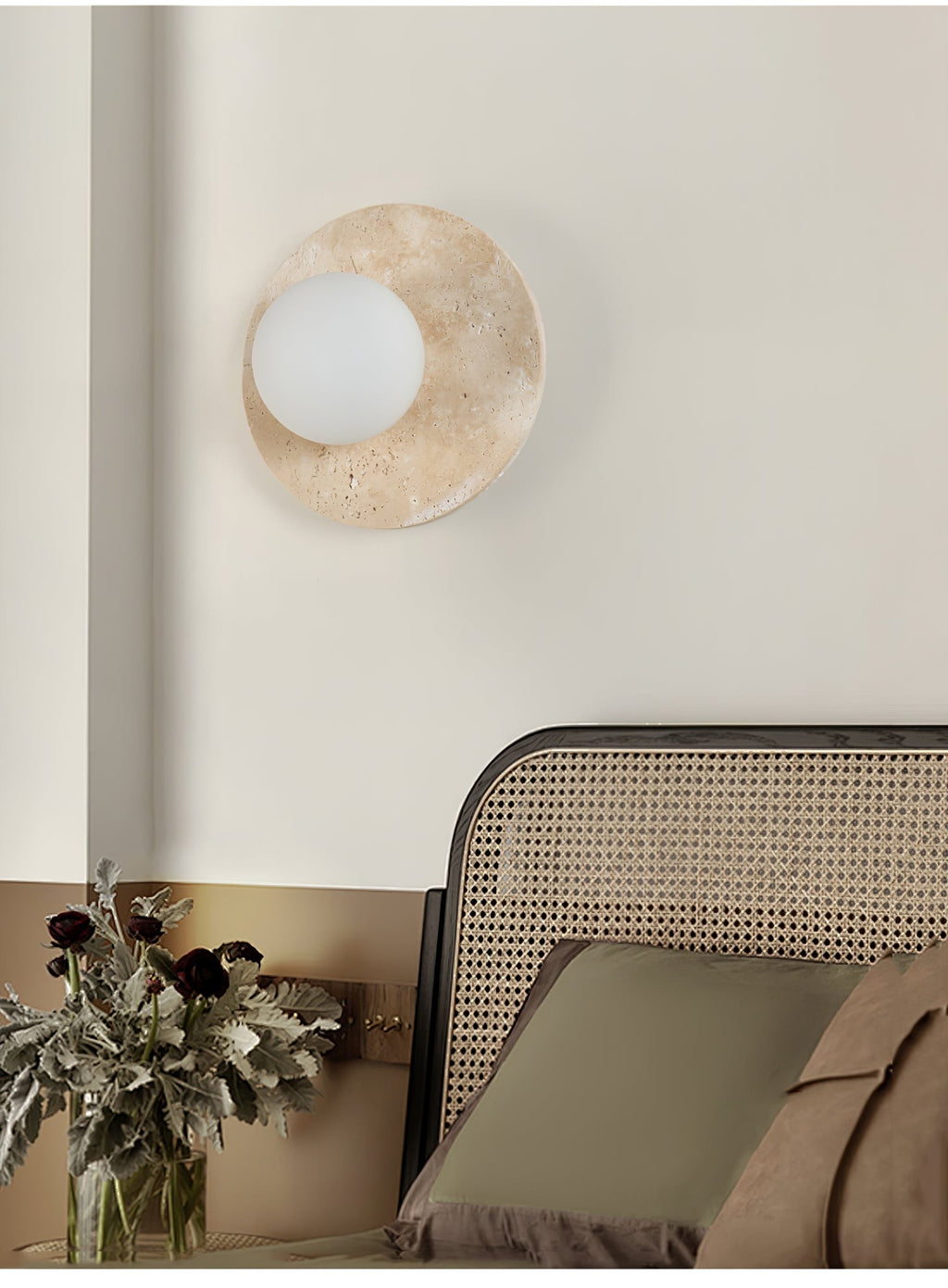 Selvara Travertine Globe Wall Sconce