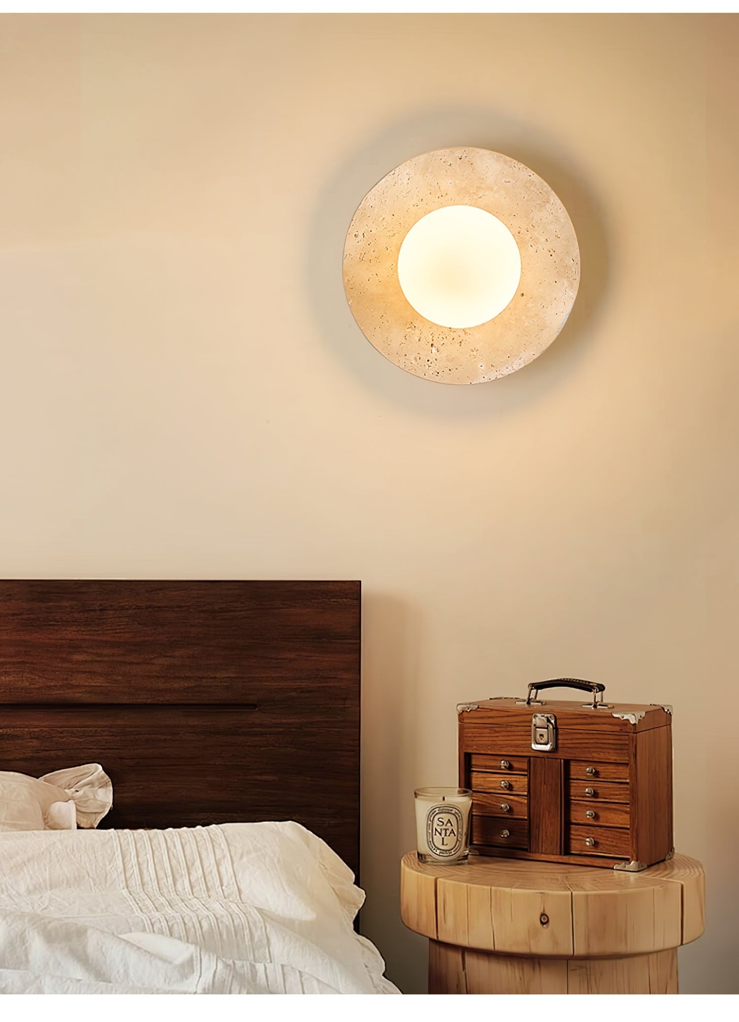 Selvara Travertine Globe Wall Sconce