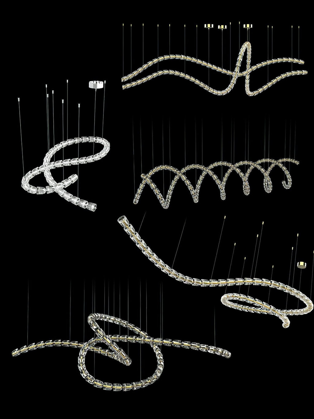 Serpentina Crystal Ribbon Chandelier
