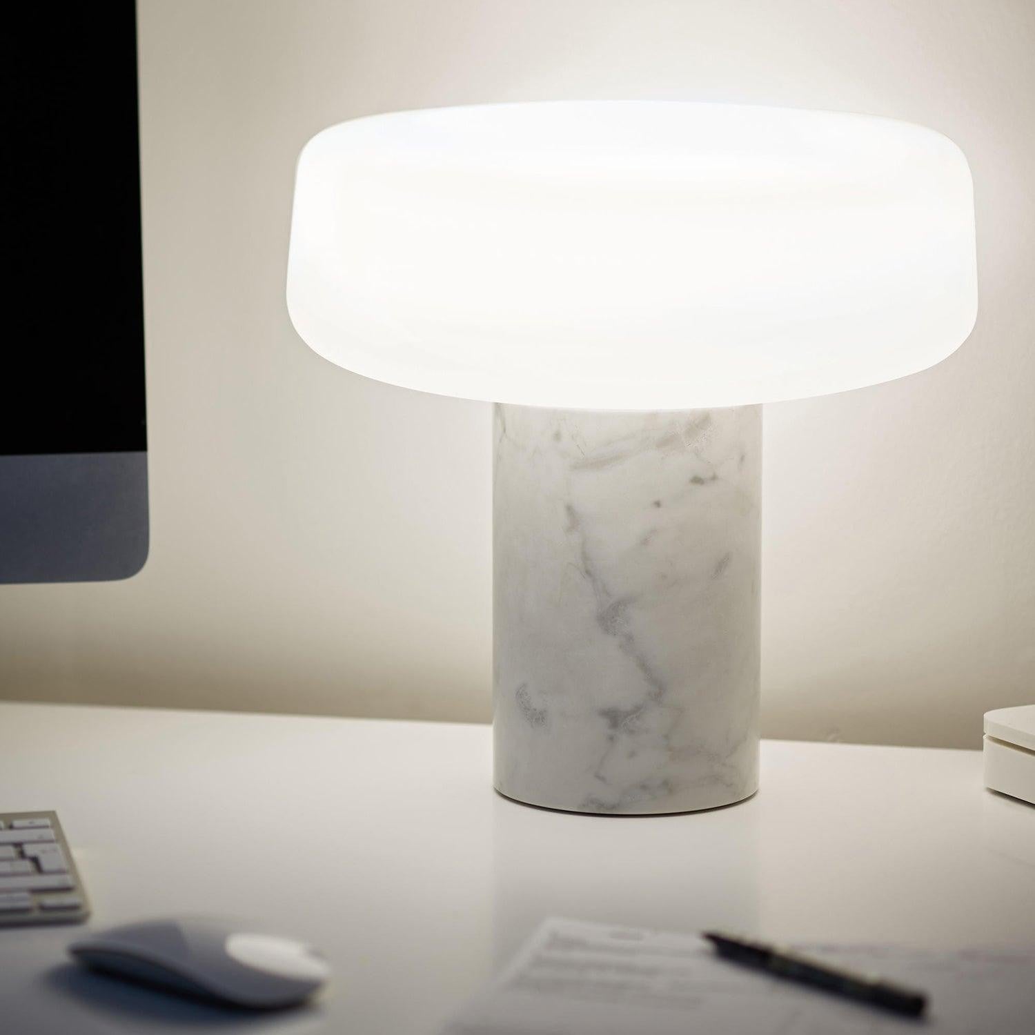 Solid Marble Cylinder Table Lamp