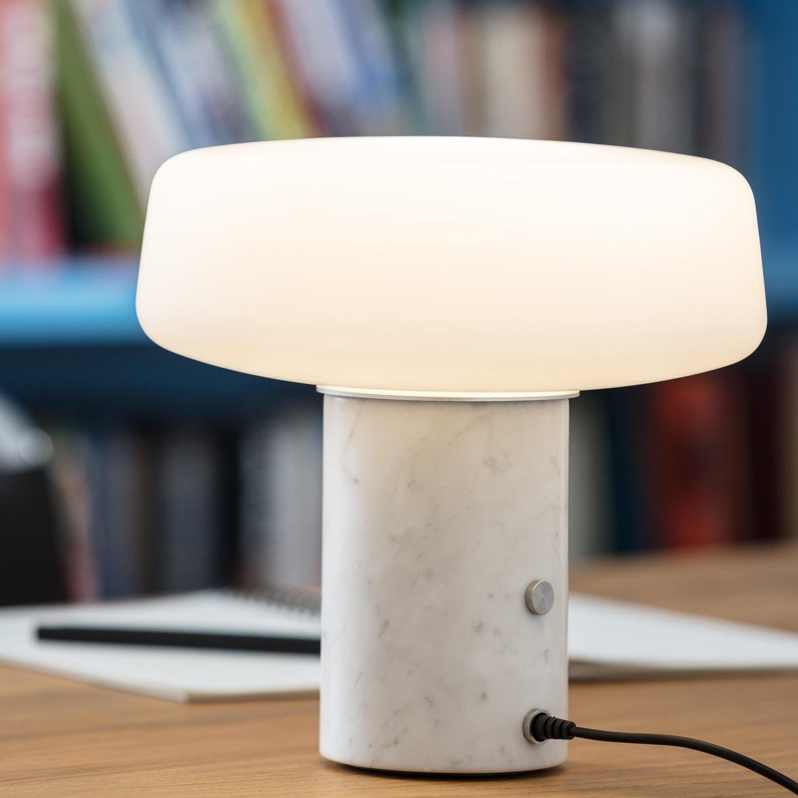 Solid Marble Cylinder Table Lamp