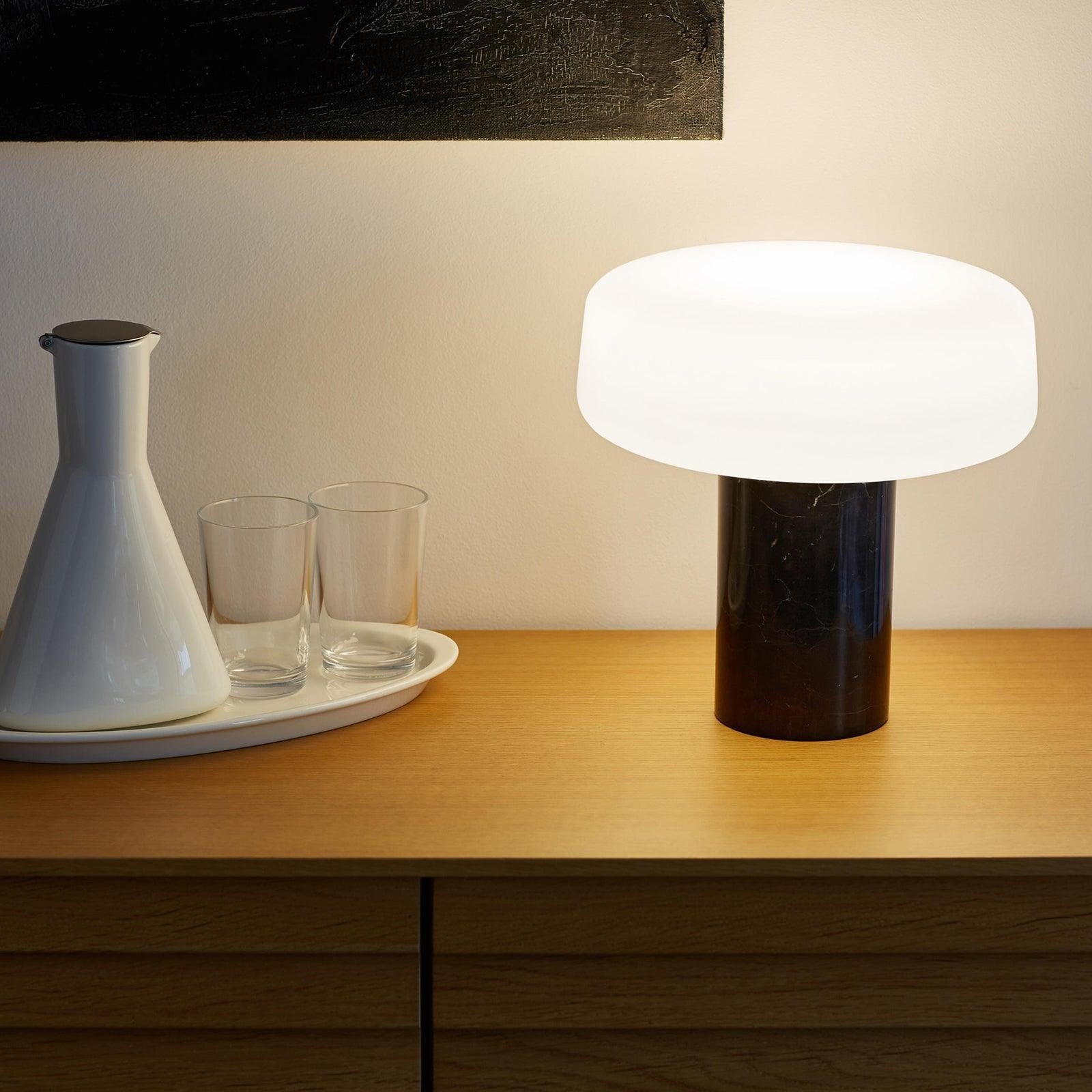 Solid Marble Cylinder Table Lamp