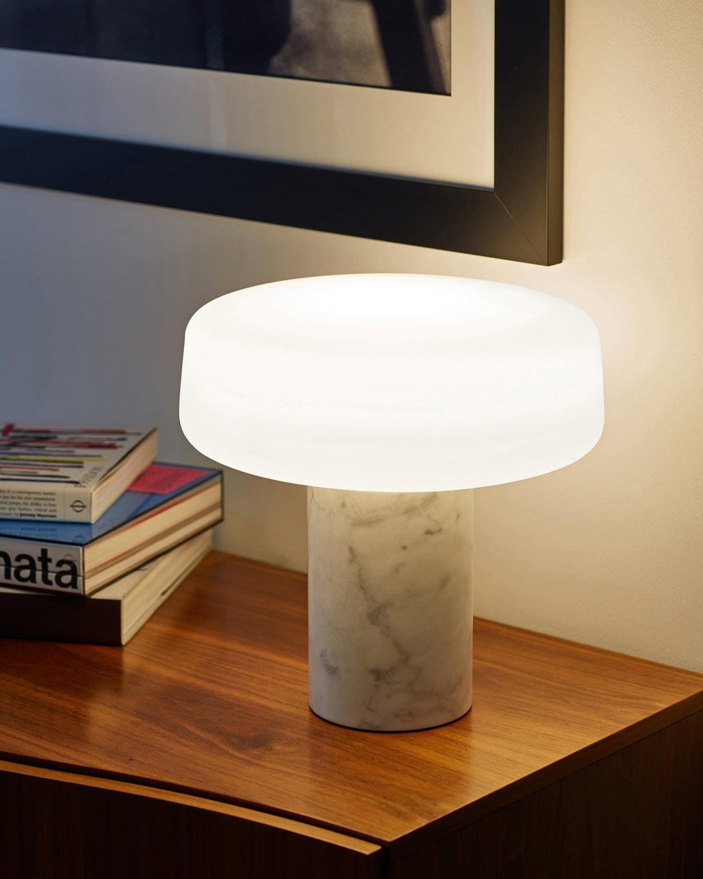 Solid Marble Cylinder Table Lamp