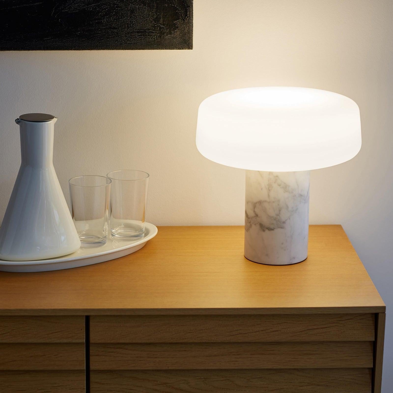Solid Marble Cylinder Table Lamp
