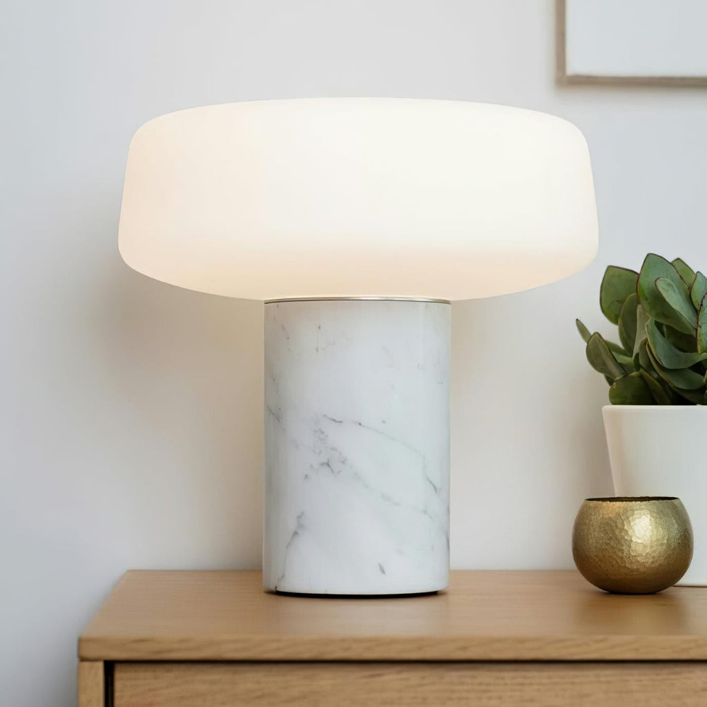 Solid Marble Cylinder Table Lamp