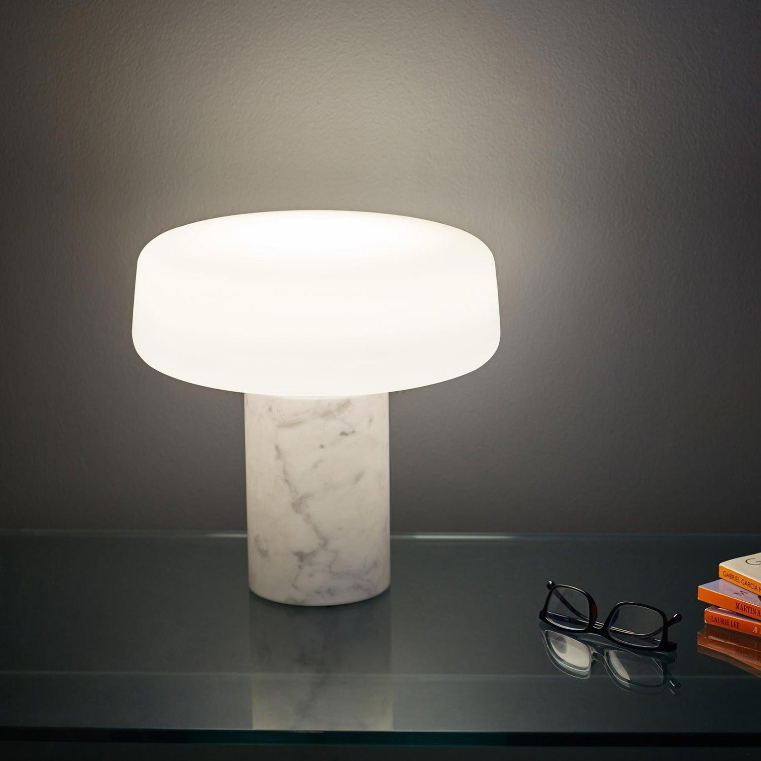 Solid Marble Cylinder Table Lamp