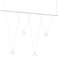 Suspenders 48"W Satin White Linear V-Line Etched Glass Cone Luminaires