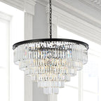 Sydney 33 Lt Matte Black Chandelier Clear