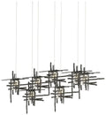 Tura 53.6"W 7-Light Rectangular Black Long Pendant w/ Seeded Glass Sha