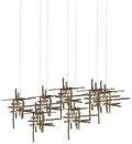 Tura 53.6"W 7-Light Rectangular Bronze Long Pendant w/ Seeded Glass Sh