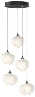 Ume 16.6" Wide 5-Light Natural Iron Pendant With Frosted Glass Shade