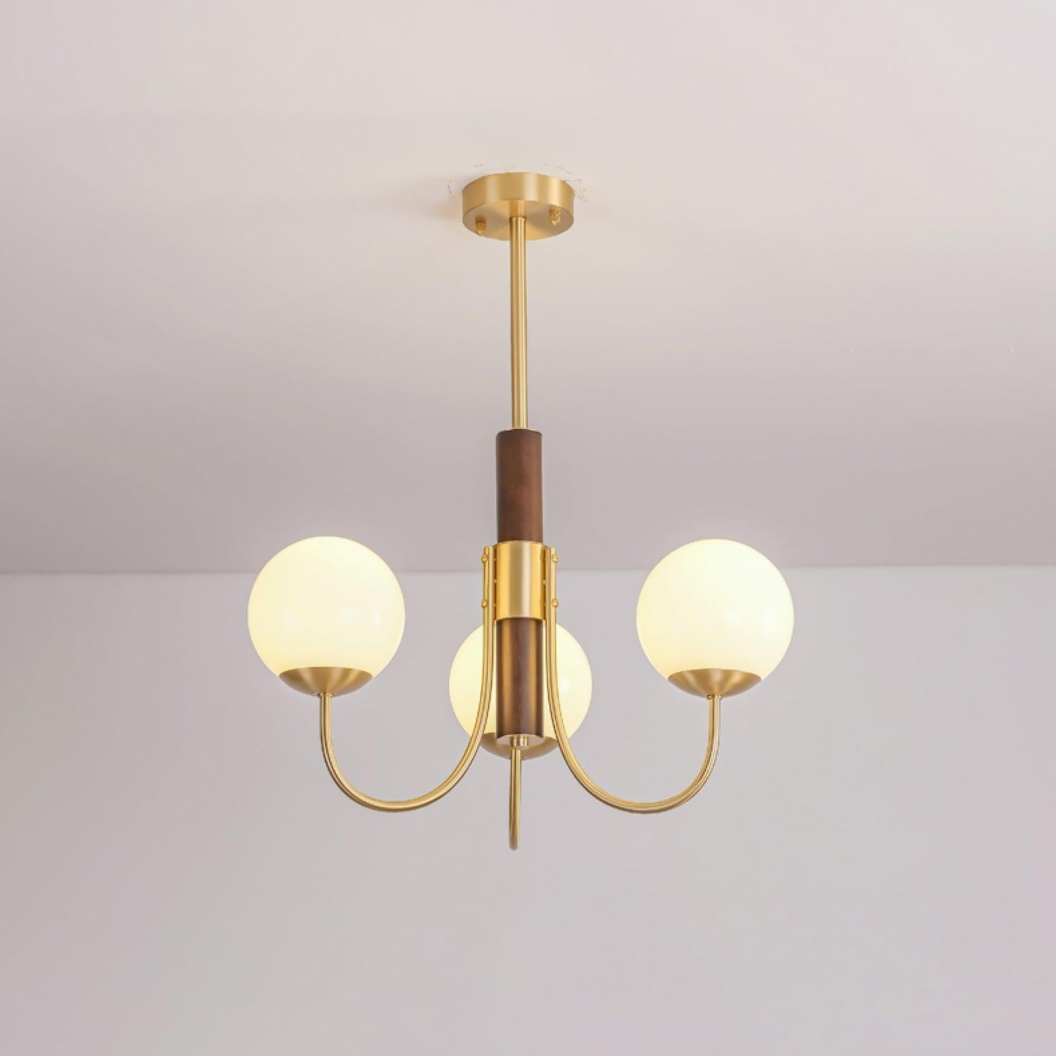Valthera Walnut Globe Chandelier