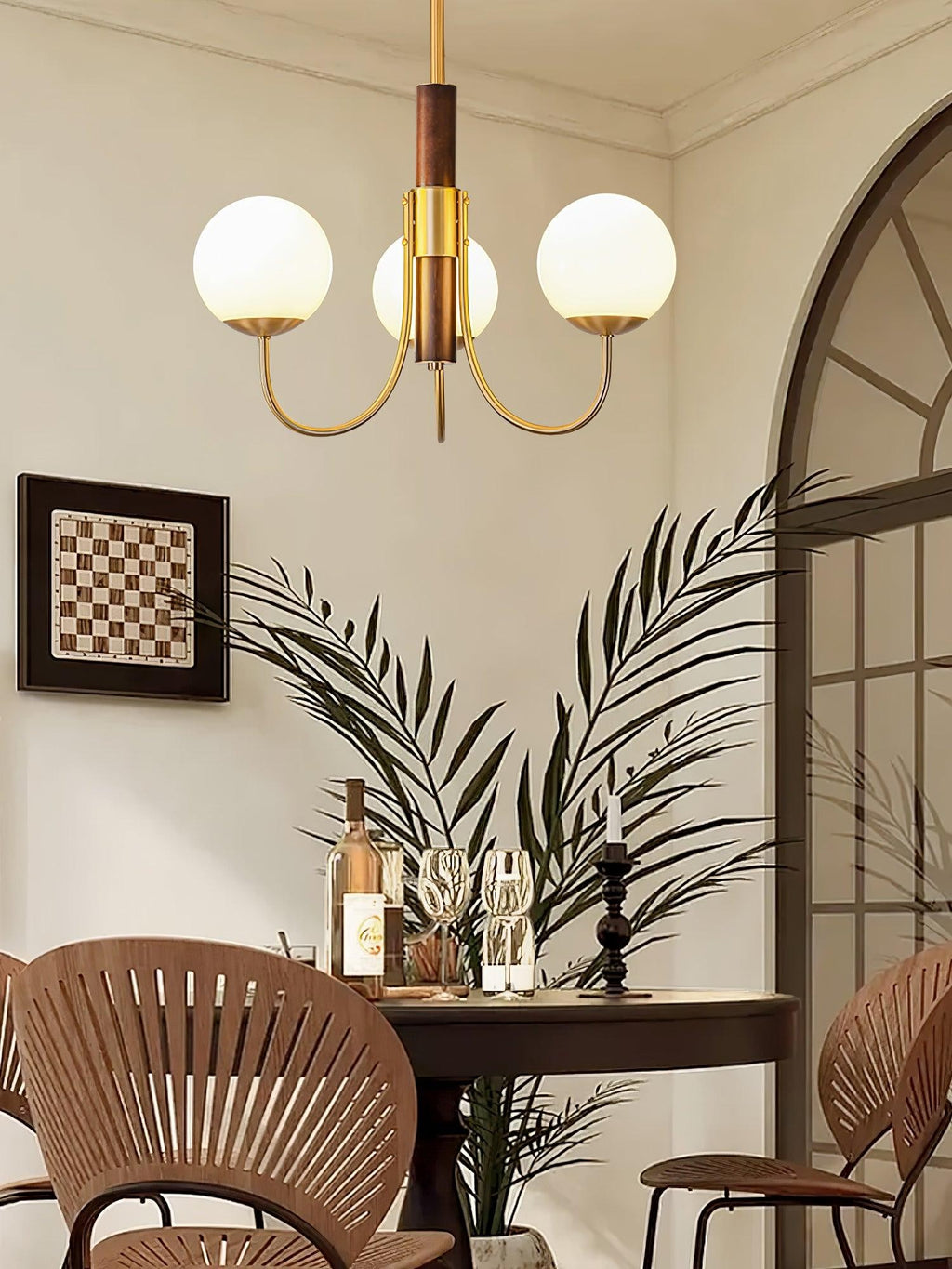 Valthera Walnut Globe Chandelier