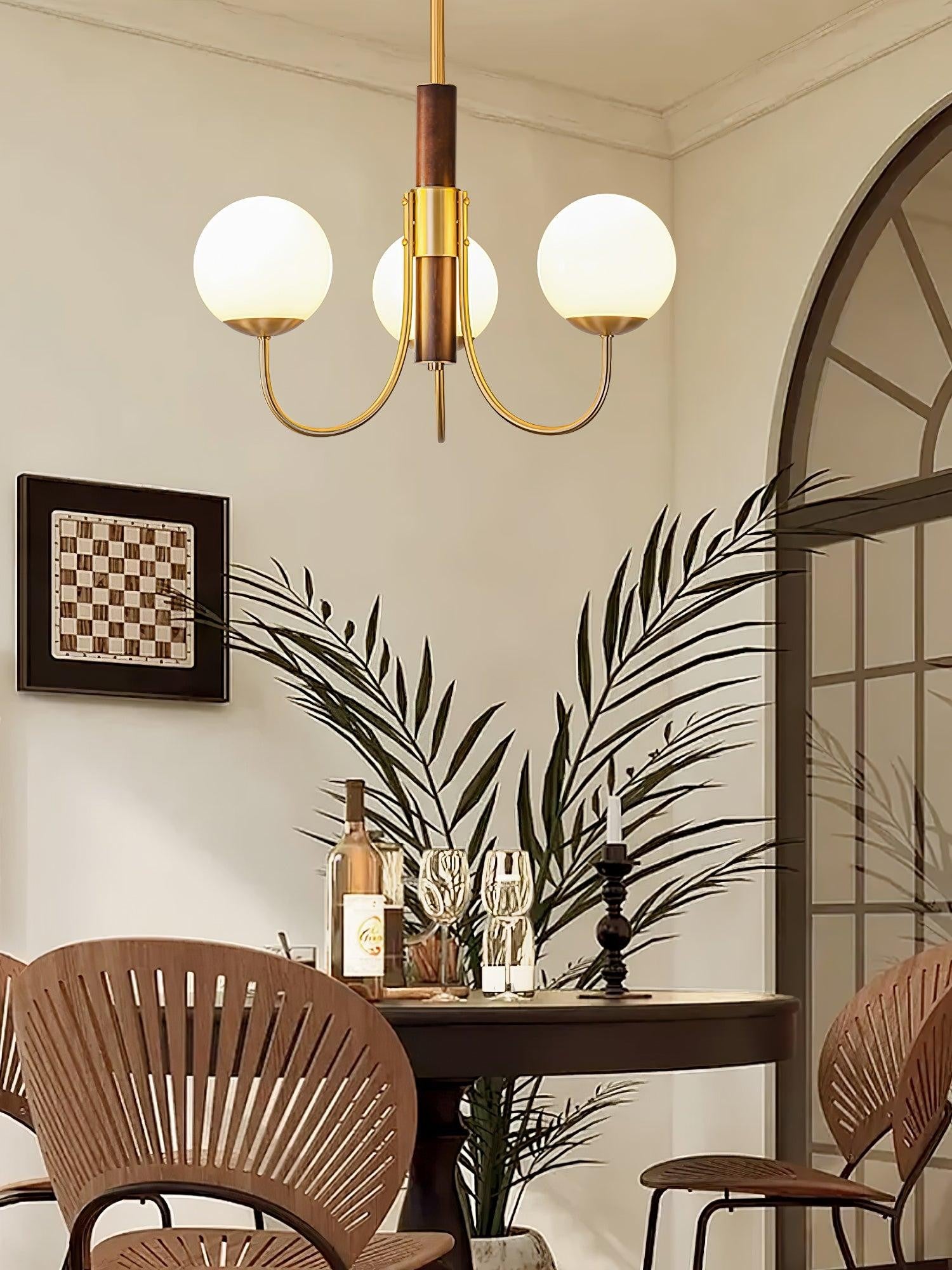 Valthera Walnut Globe Chandelier