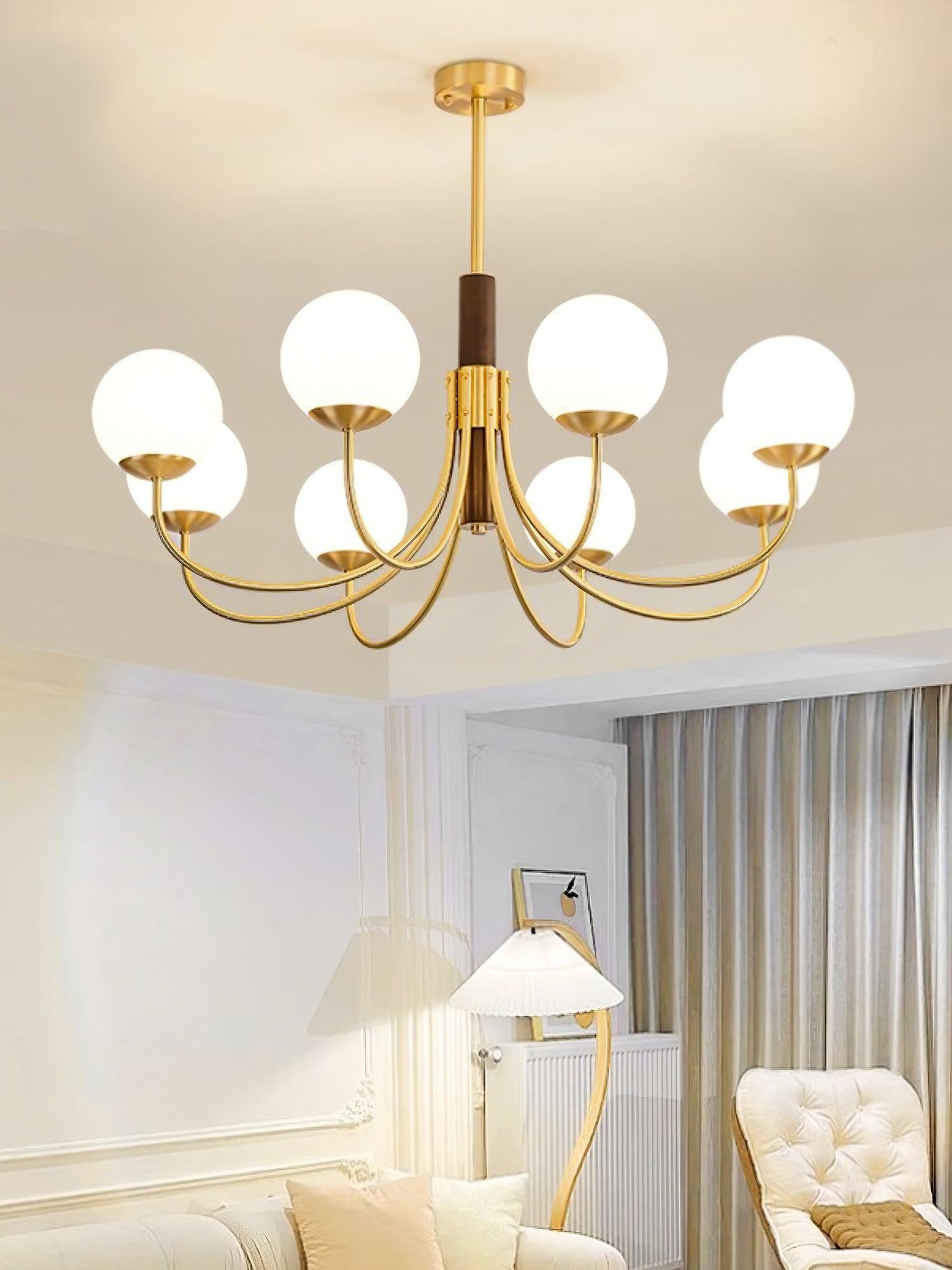 Valthera Walnut Globe Chandelier
