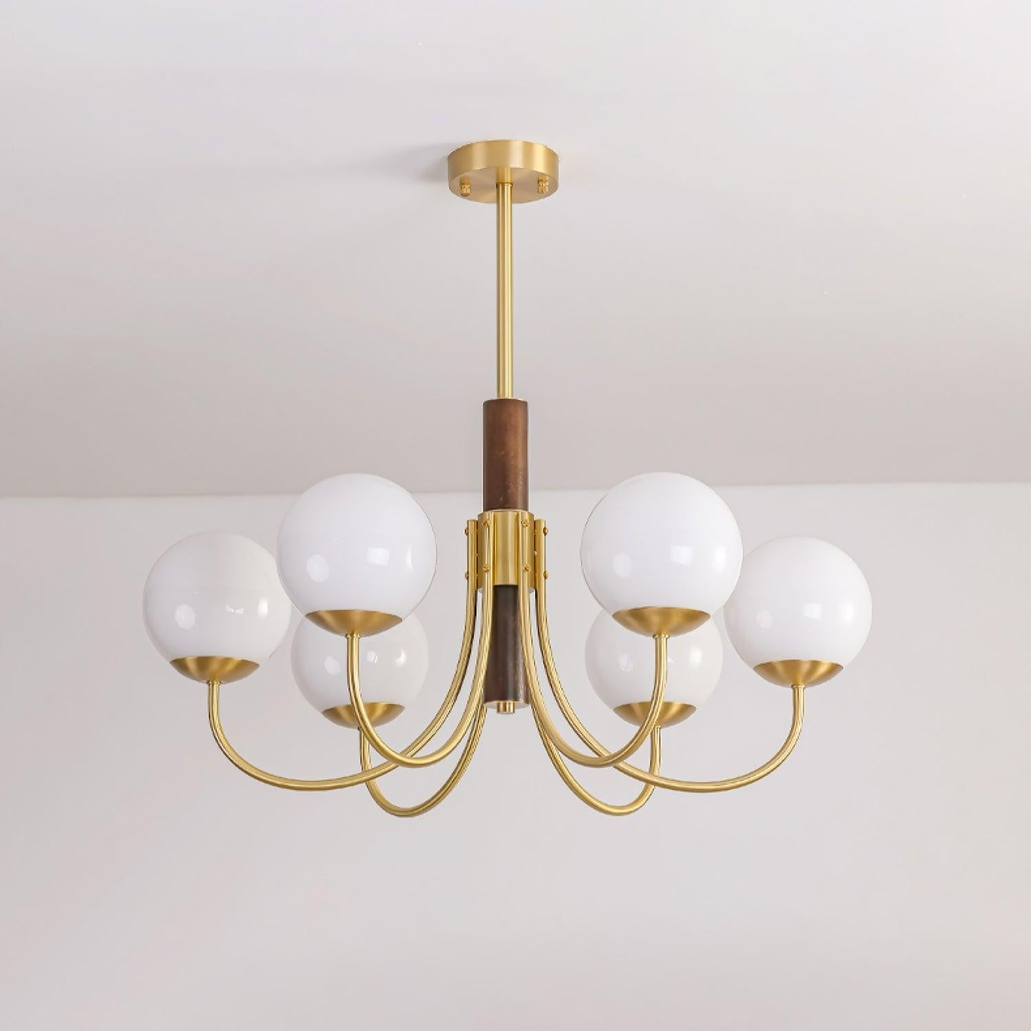Valthera Walnut Globe Chandelier