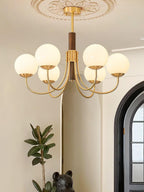 Valthera Walnut Globe Chandelier