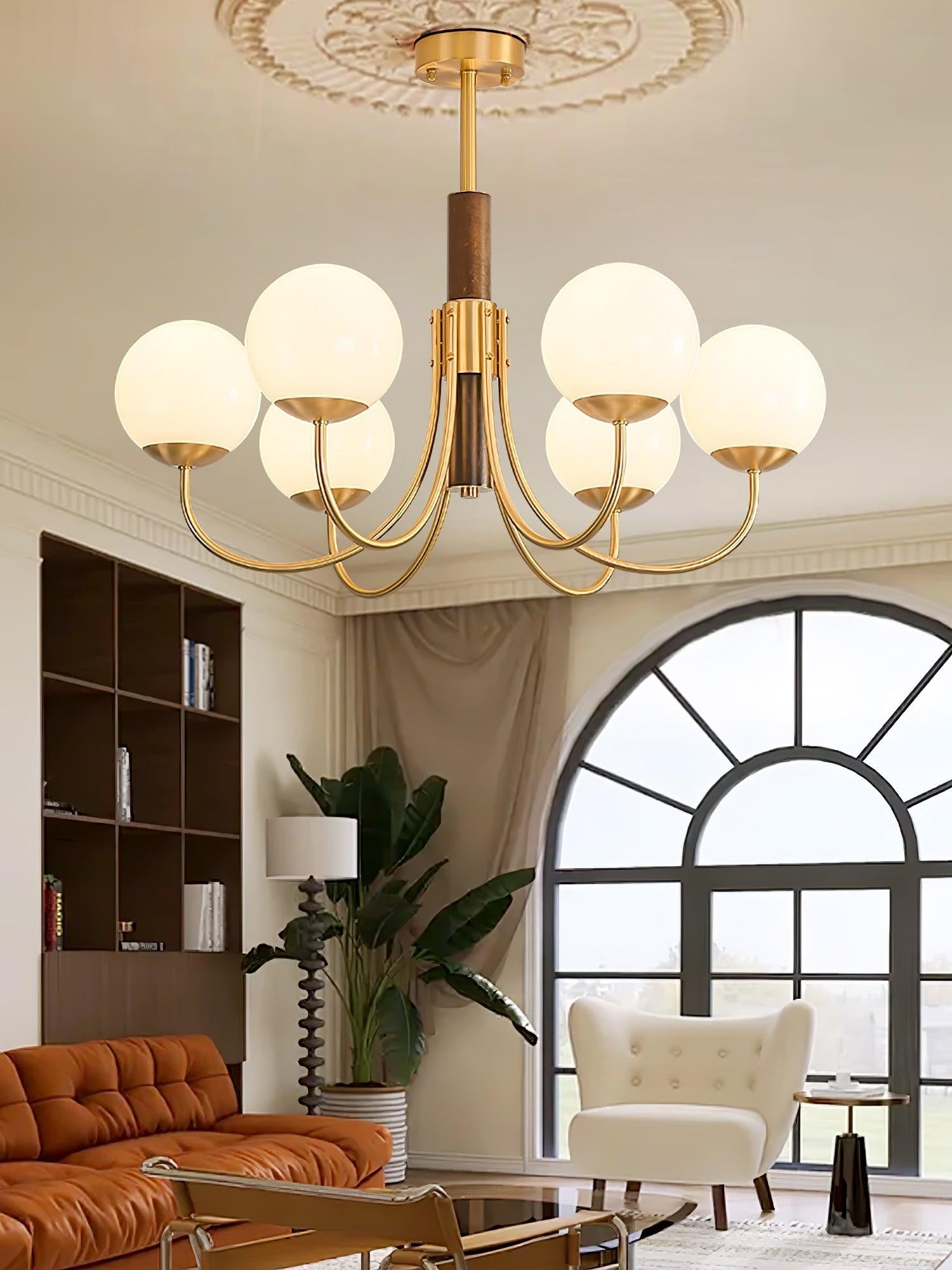 Valthera Walnut Globe Chandelier