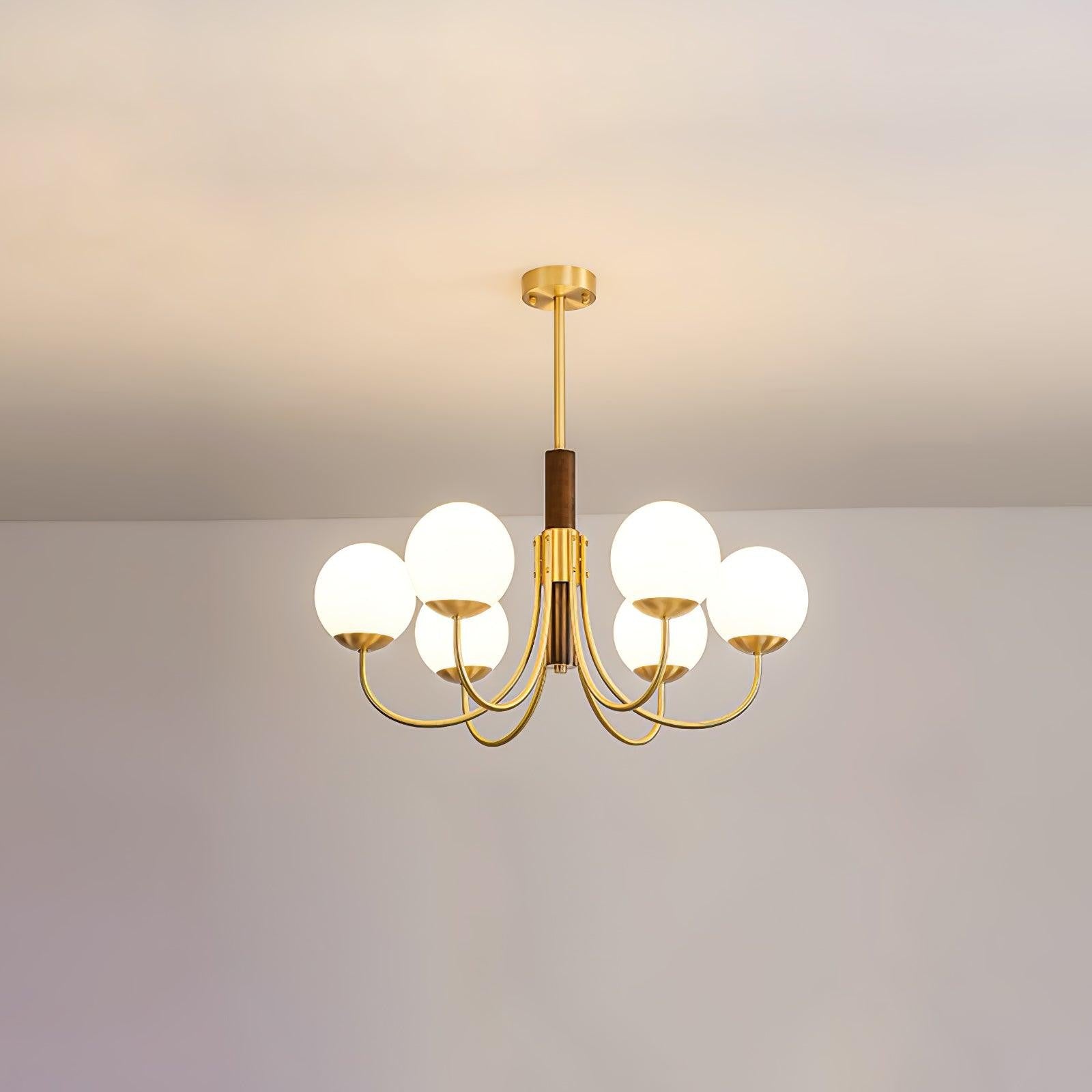Valthera Walnut Globe Chandelier