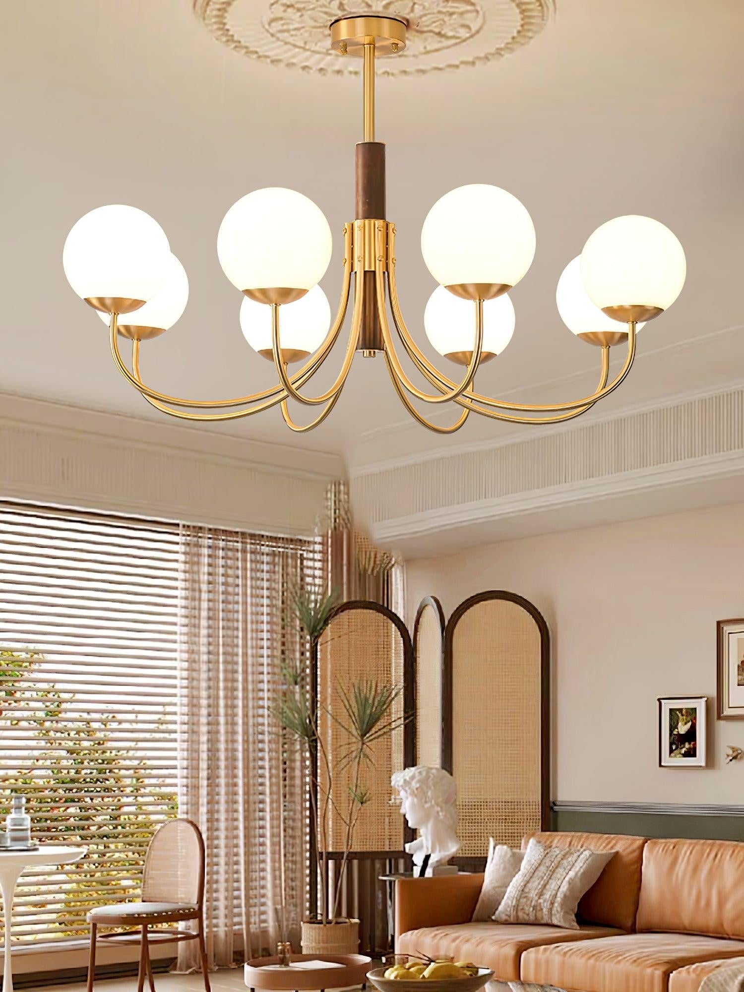 Valthera Walnut Globe Chandelier