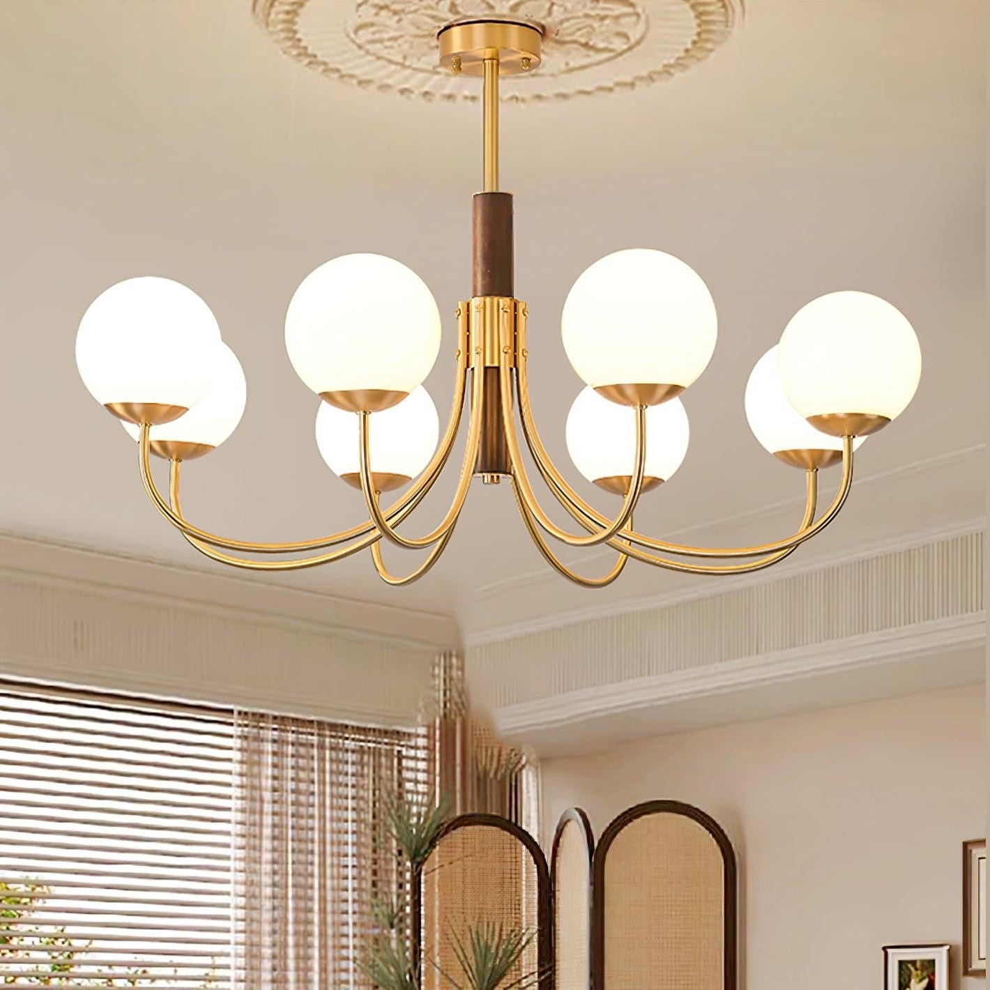 Valthera Walnut Globe Chandelier