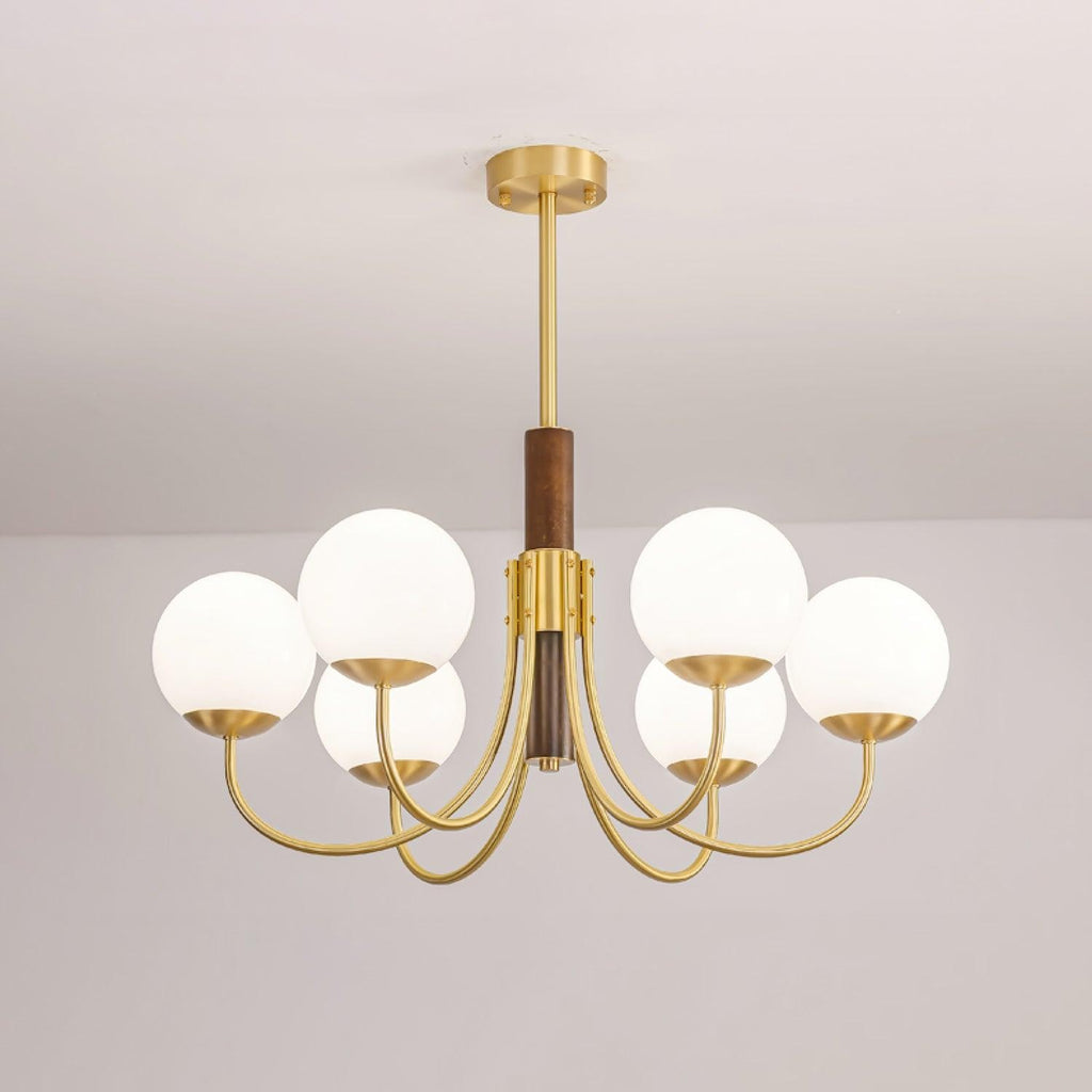 Valthera Walnut Globe Chandelier