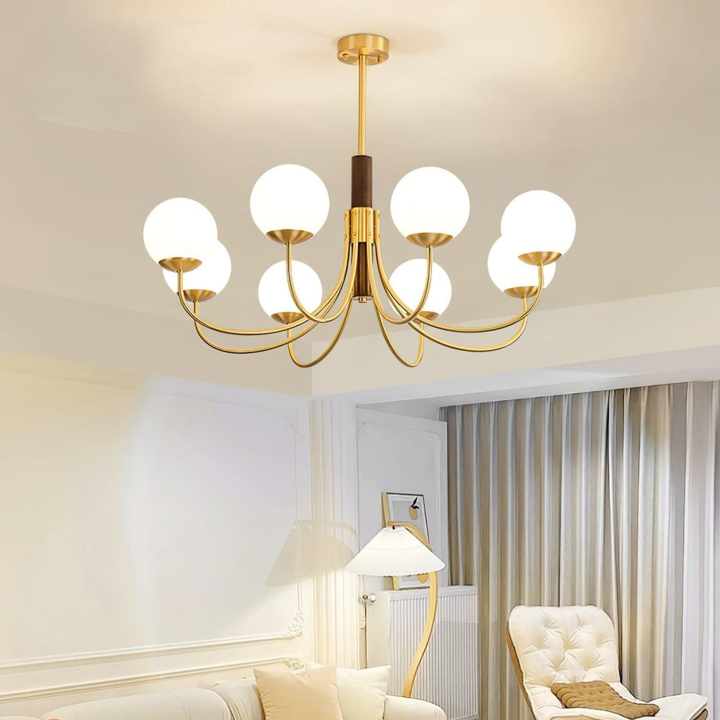Valthera Walnut Globe Chandelier