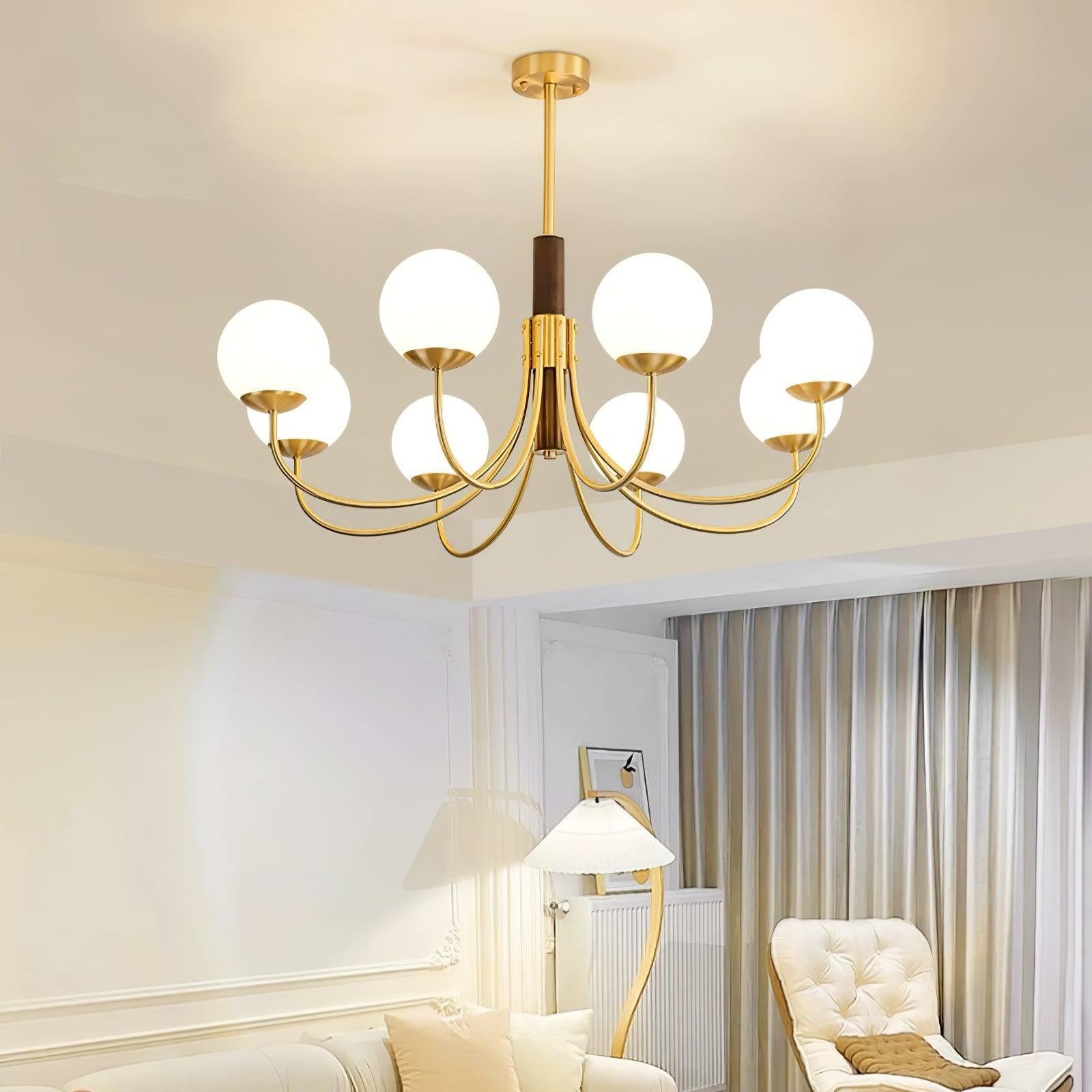 Valthera Walnut Globe Chandelier