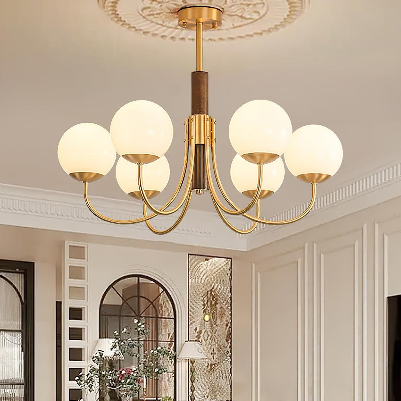 Valthera Walnut Globe Chandelier
