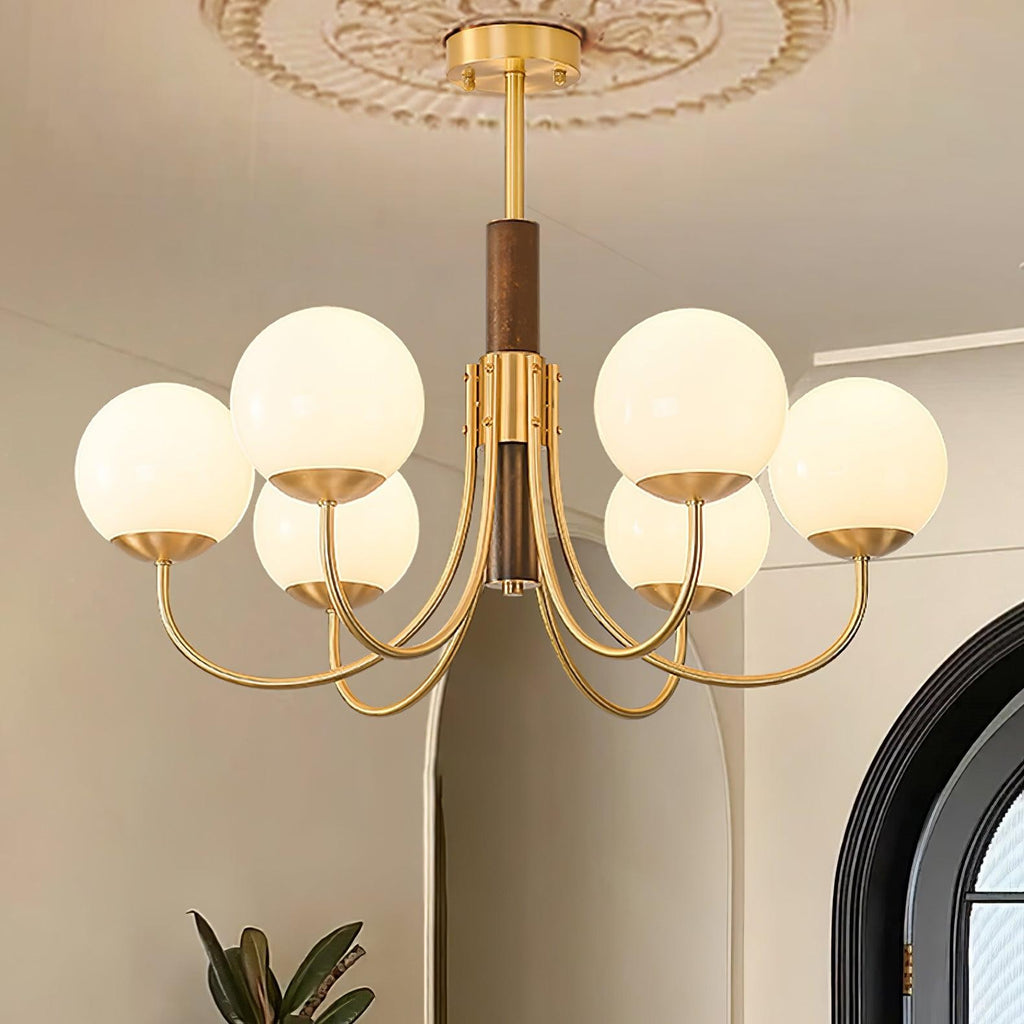 Valthera Walnut Globe Chandelier