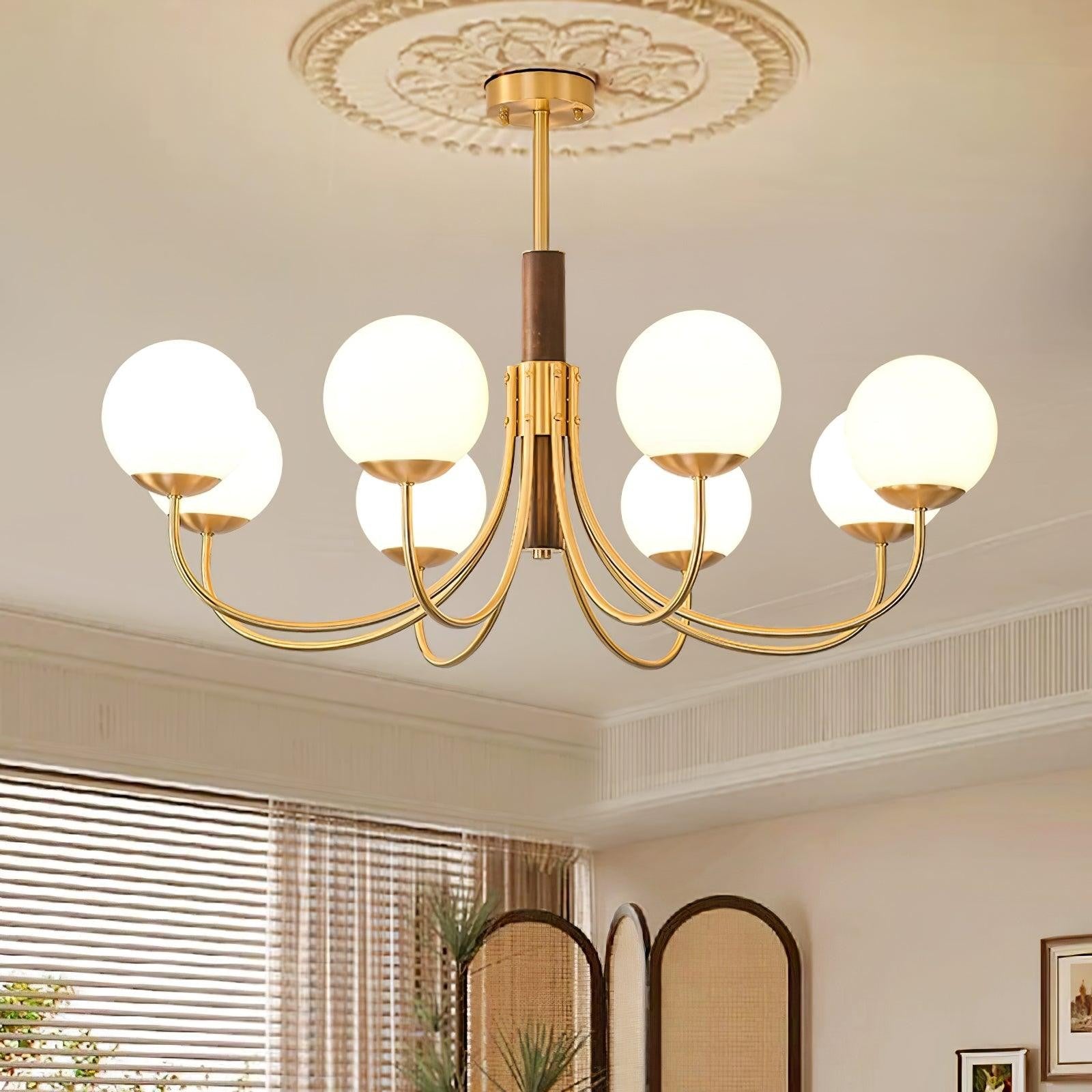 Valthera Walnut Globe Chandelier