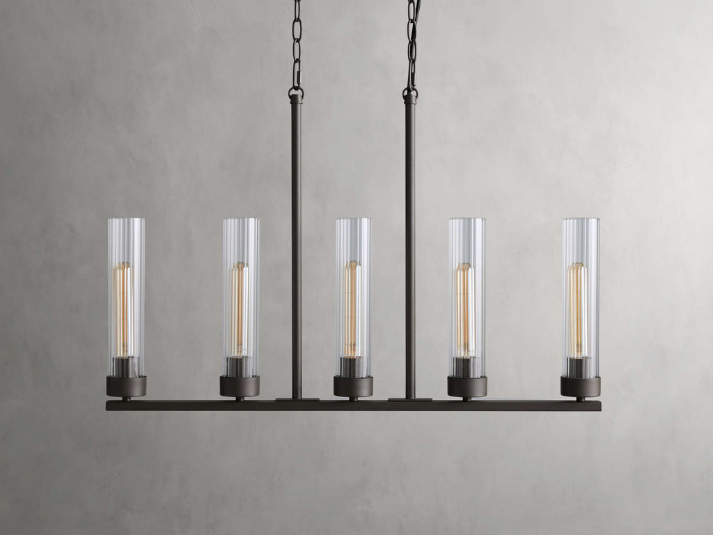 Venturo Fluted Glass Linear Island Chandelier