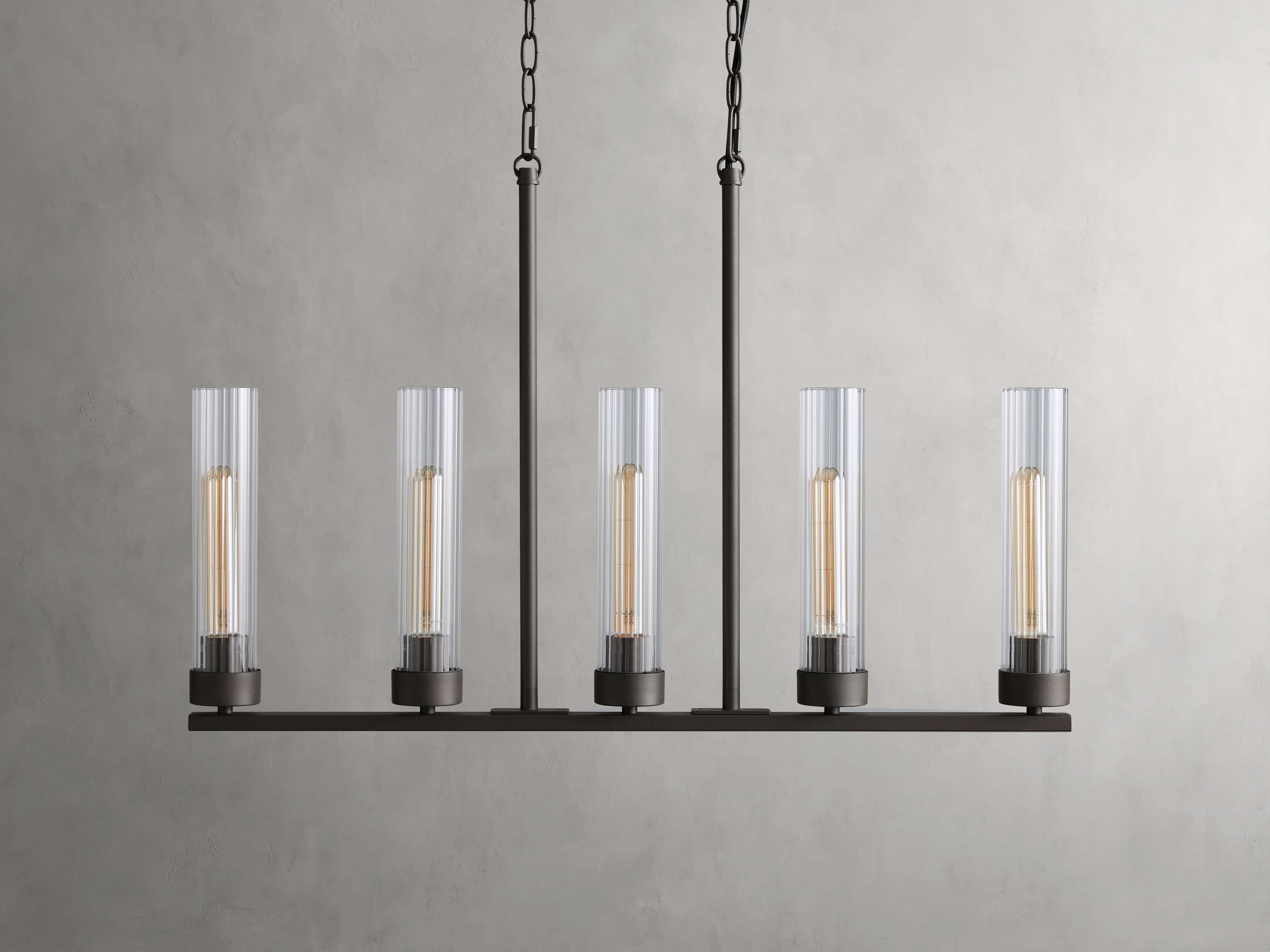 Venturo Fluted Glass Linear Island Chandelier