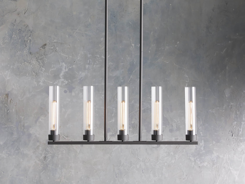 Venturo Fluted Glass Linear Island Chandelier