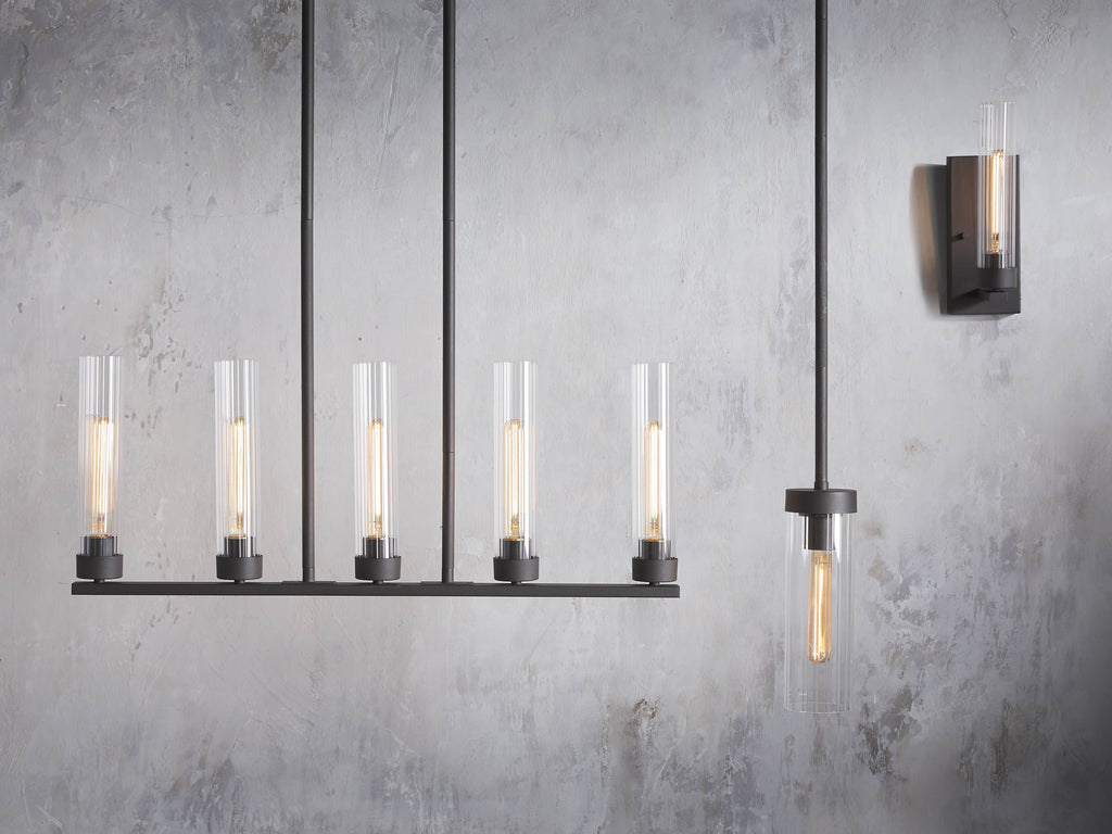 Venturo Fluted Glass Linear Island Chandelier