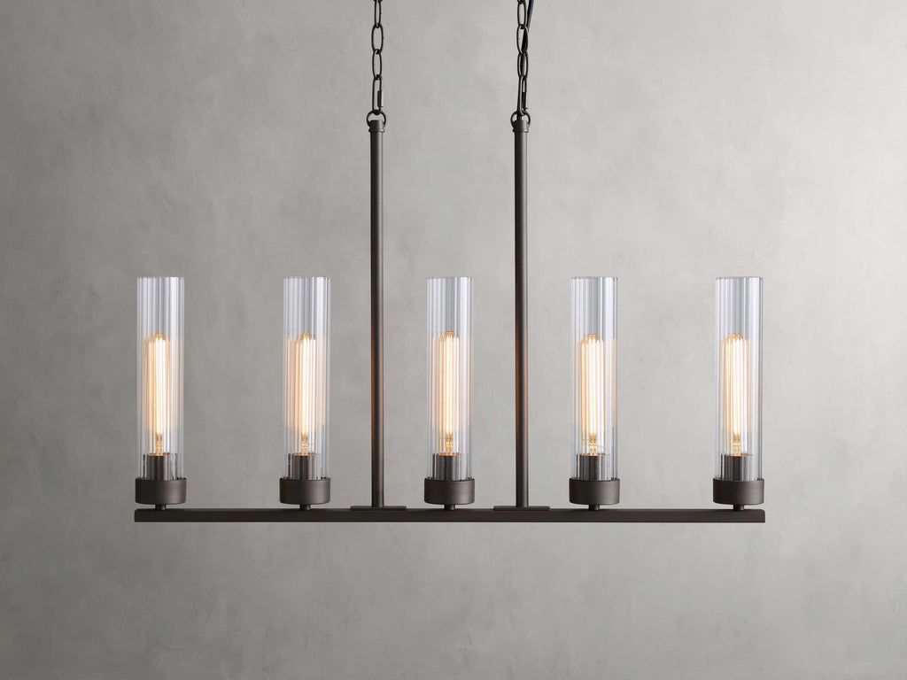 Venturo Fluted Glass Linear Island Chandelier