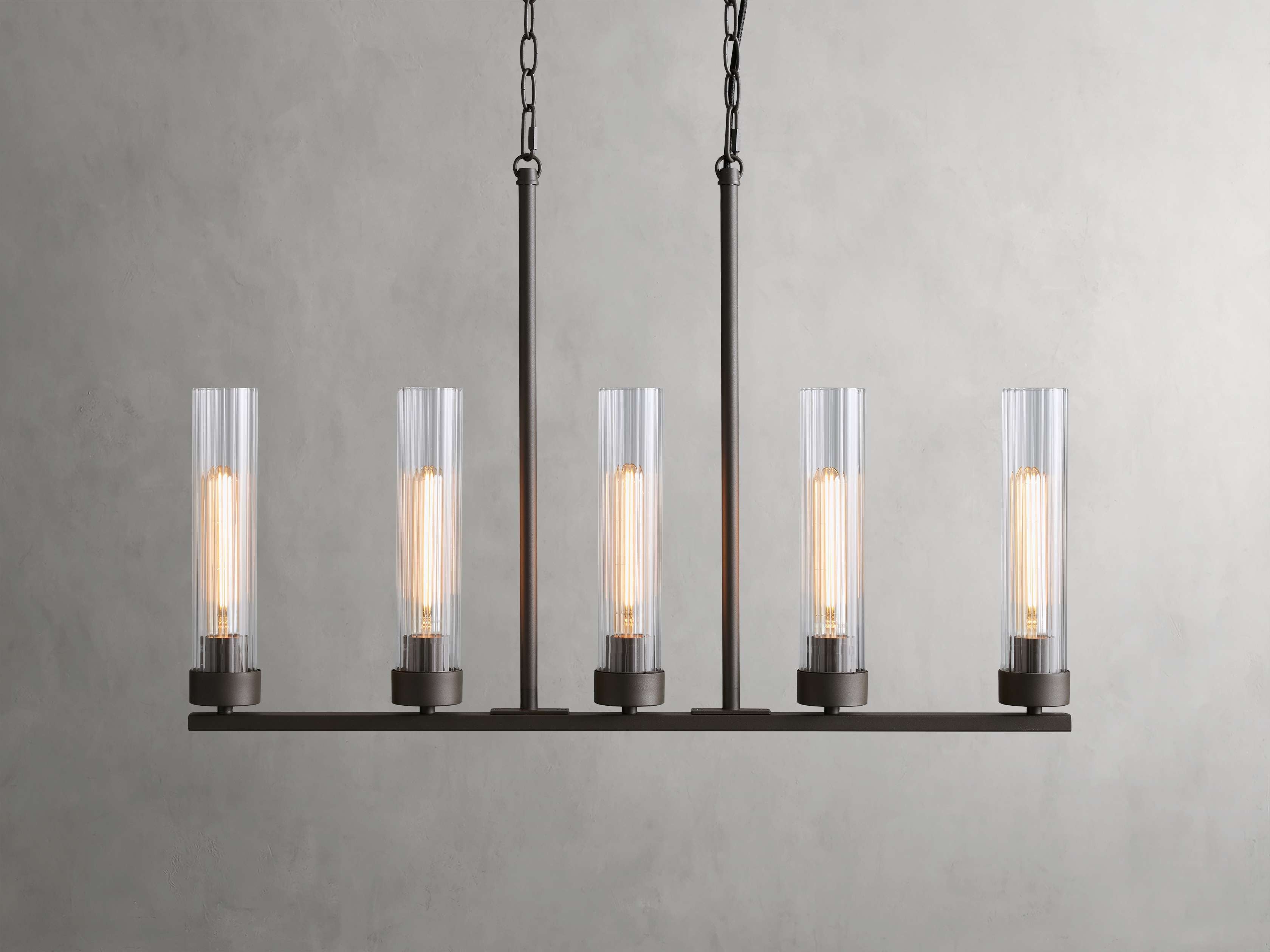 Venturo Fluted Glass Linear Island Chandelier