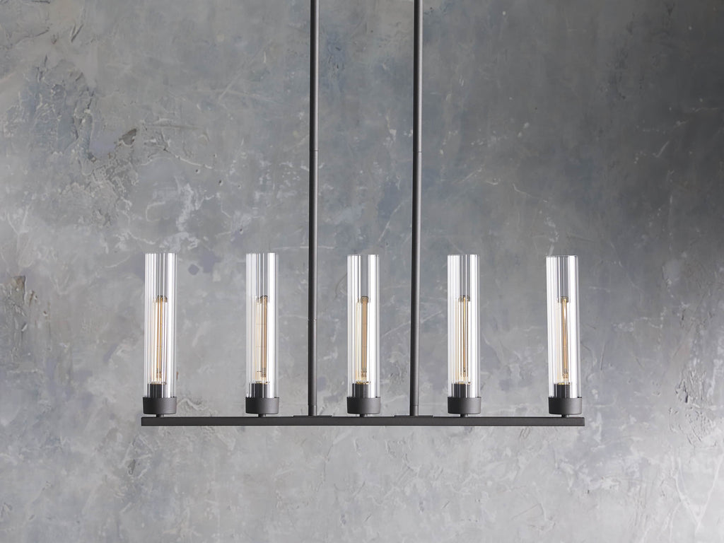 Venturo Fluted Glass Linear Island Chandelier