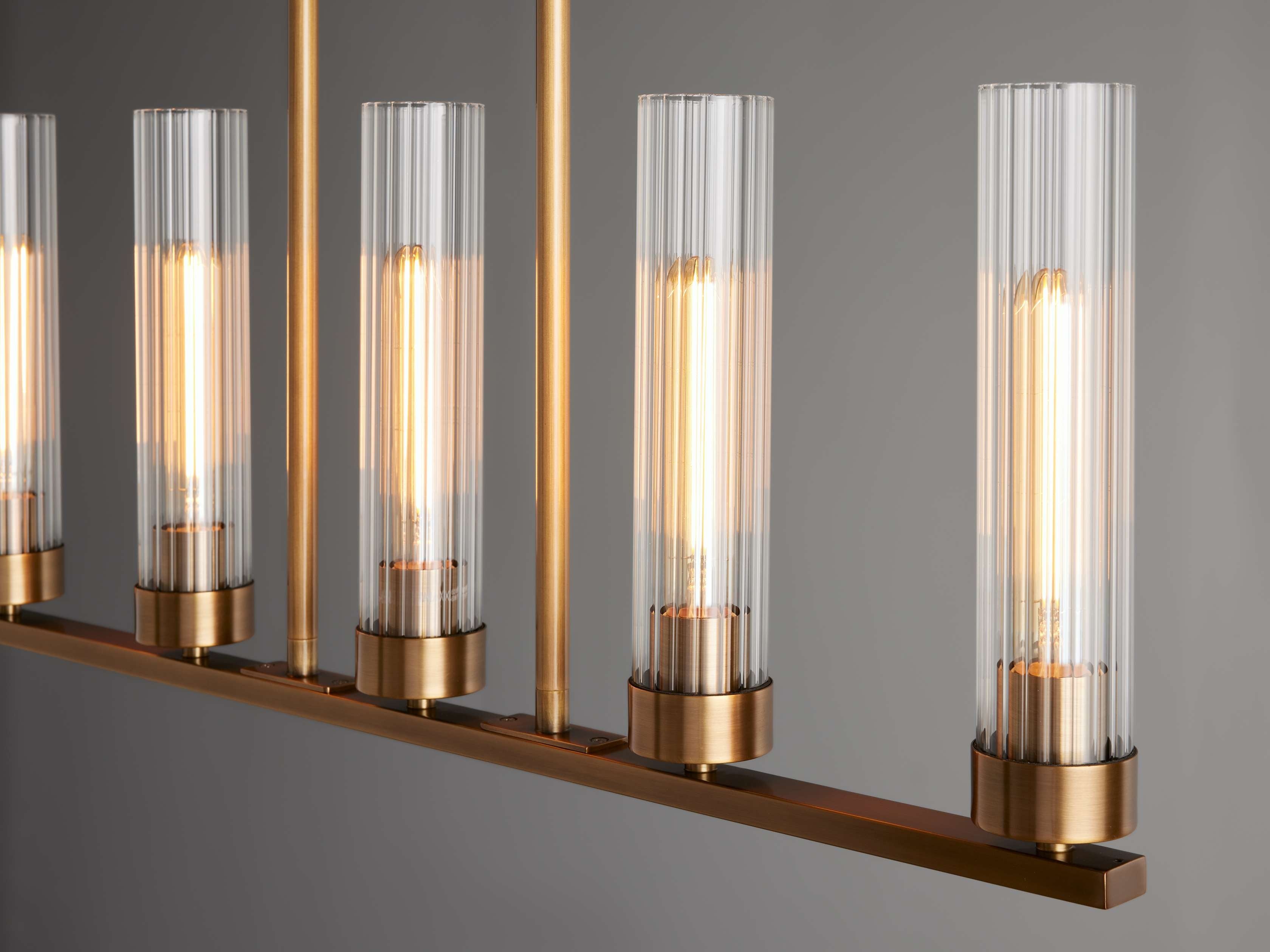 Venturo Fluted Glass Linear Island Chandelier