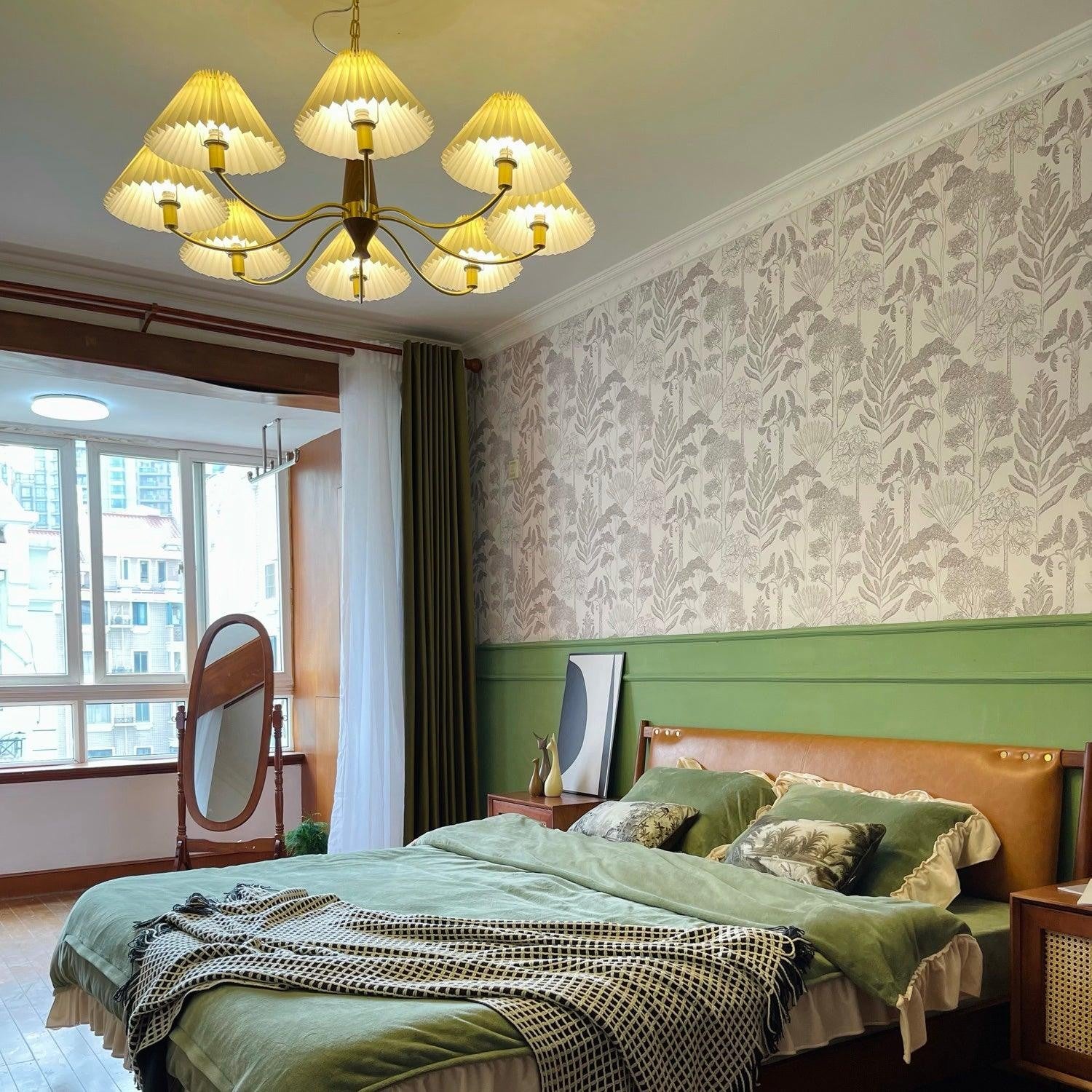 Walden Pleated Shade Brass Chandelier