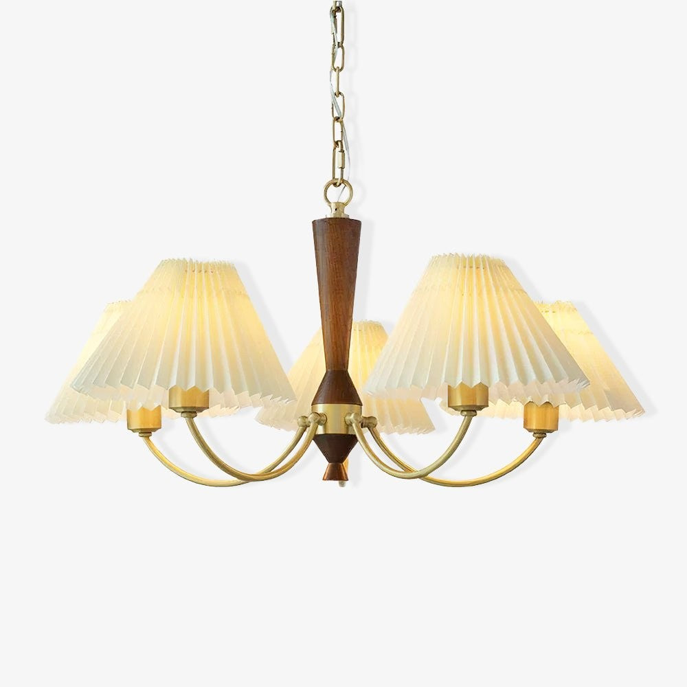 Walden Pleated Shade Brass Chandelier