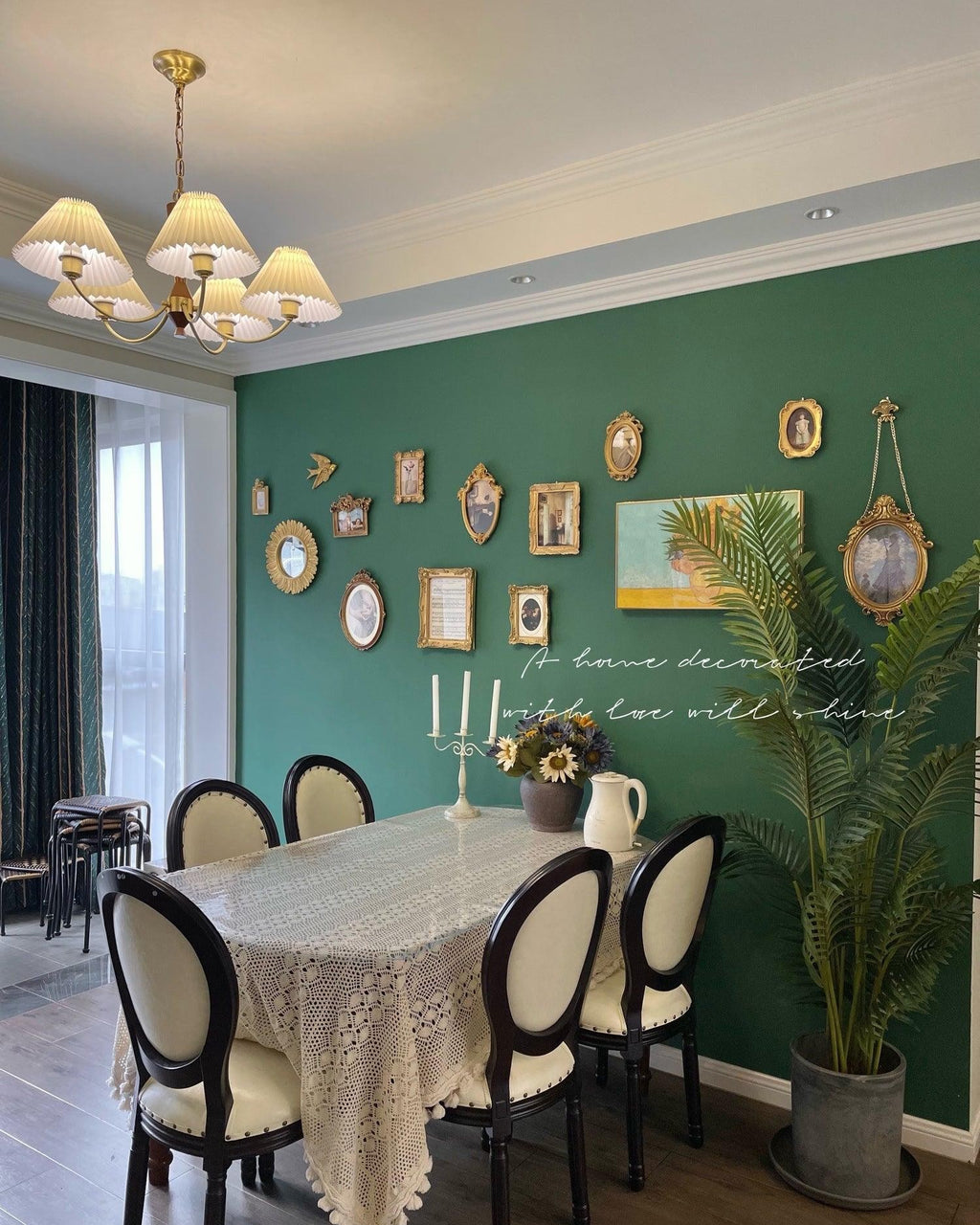 Walden Pleated Shade Brass Chandelier