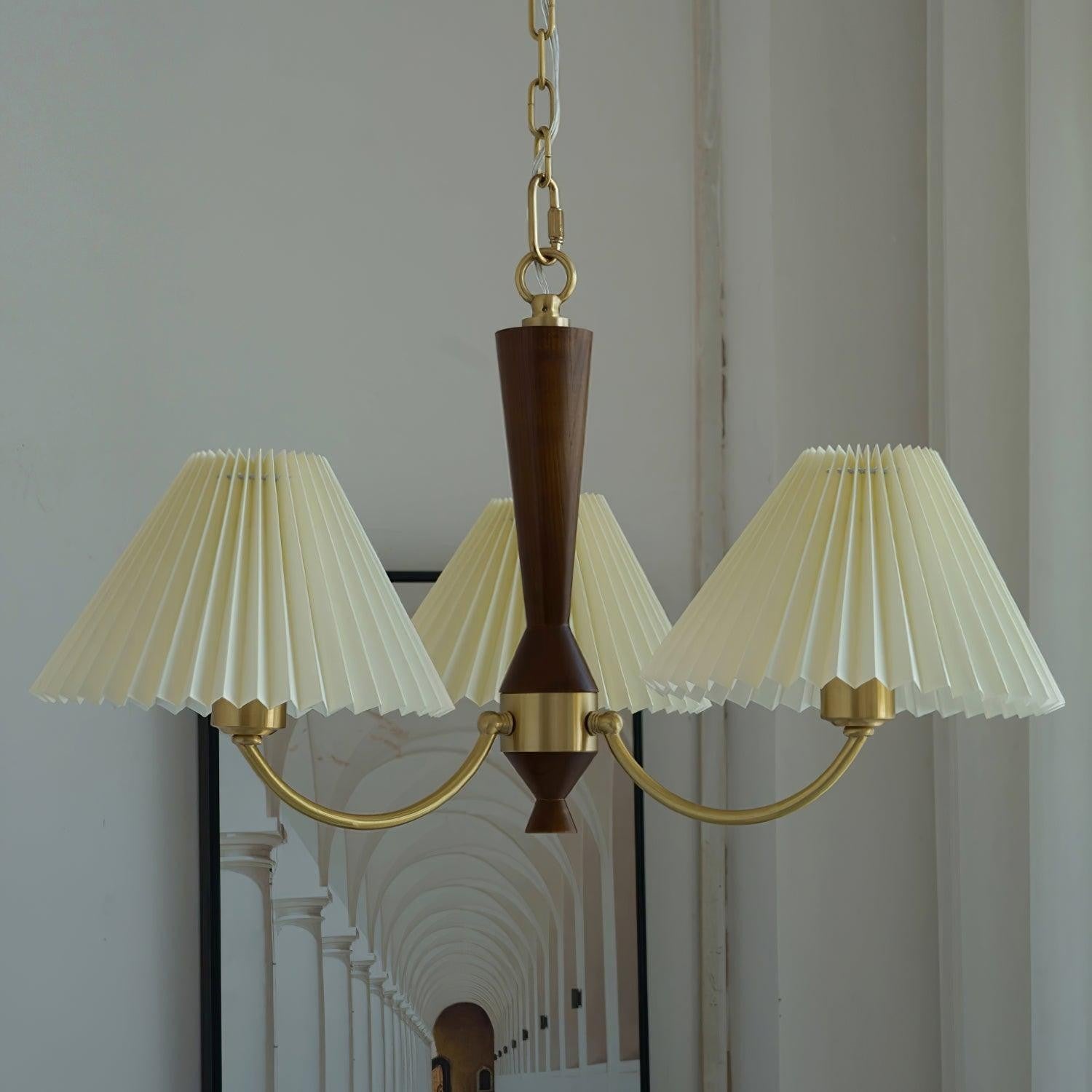 Walden Pleated Shade Brass Chandelier
