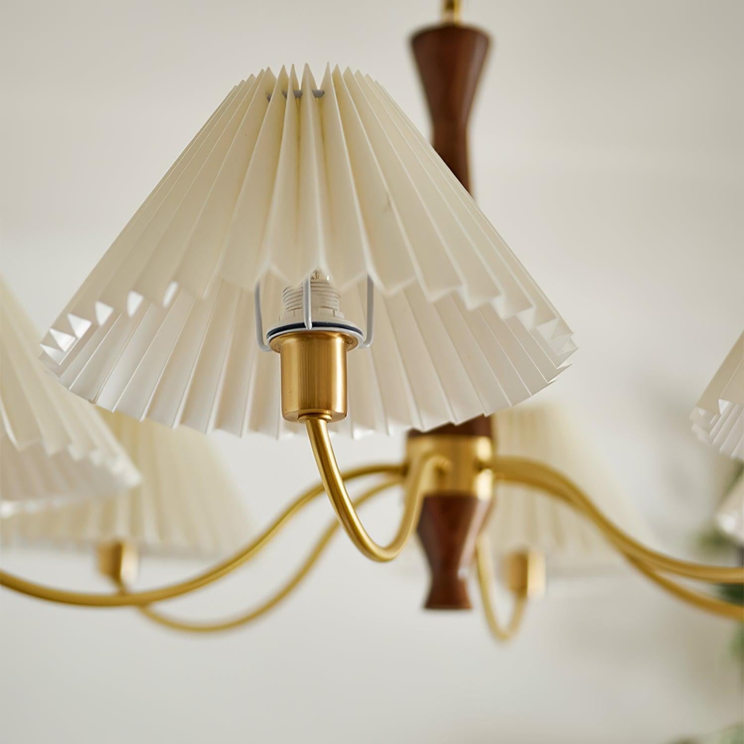 Walden Pleated Shade Brass Chandelier