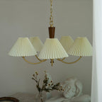Walden Pleated Shade Brass Chandelier