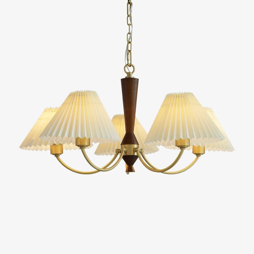 Walden Pleated Shade Brass Chandelier