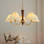 Walden Pleated Shade Brass Chandelier