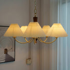 Walden Pleated Shade Brass Chandelier